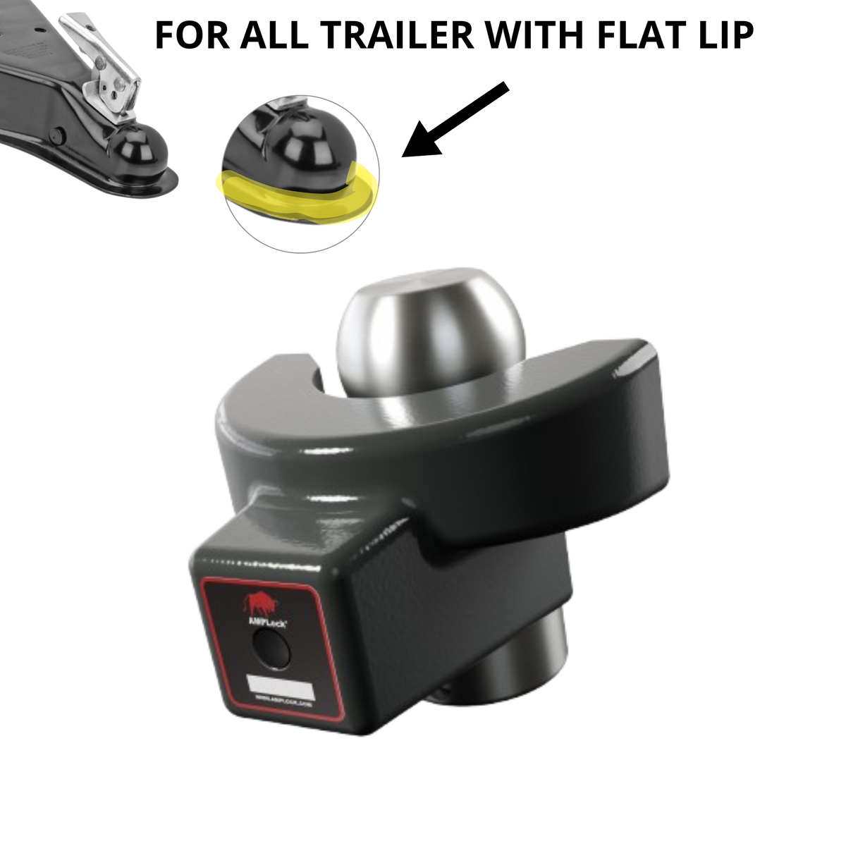 AMPLock Ball Coupler Lock - Flat Lip Design (Standard Trailer)