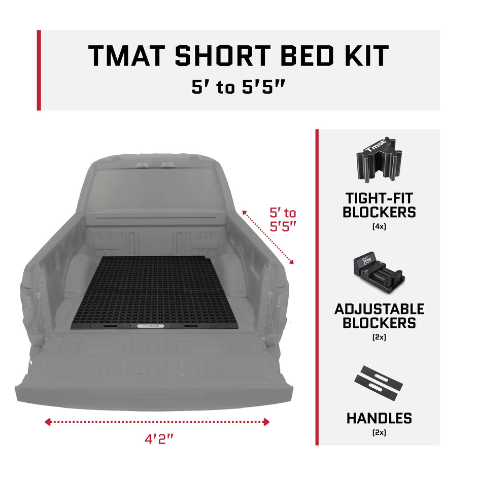 Tmat Truck Bed Organizer Slide Out Mat | Universal Fit for Short Beds 5' to 5'5